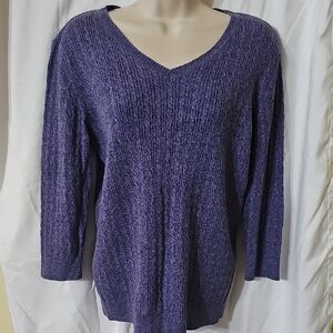 Karen Scott Deep Purple V-Neck Sweater